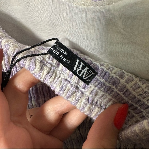 NWT ZARA GINGHAM LAVENDER PASTEL CROPPED TOP coquette M - Picture 6 of 6